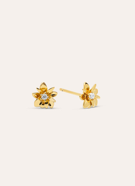 Pendientes Gardenia Baño Oro