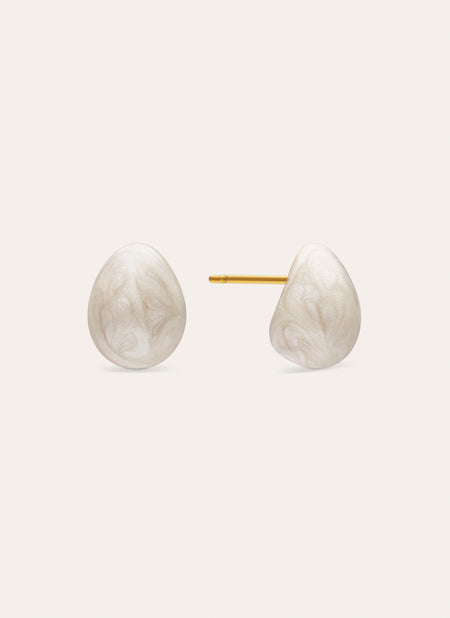 Boucles d'oreilles Goutte Émail Alea Blanc Acier Plaqué Or