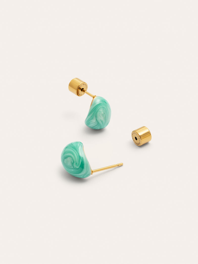 Pendientes Gota Enamel Alea Acero Baño Oro