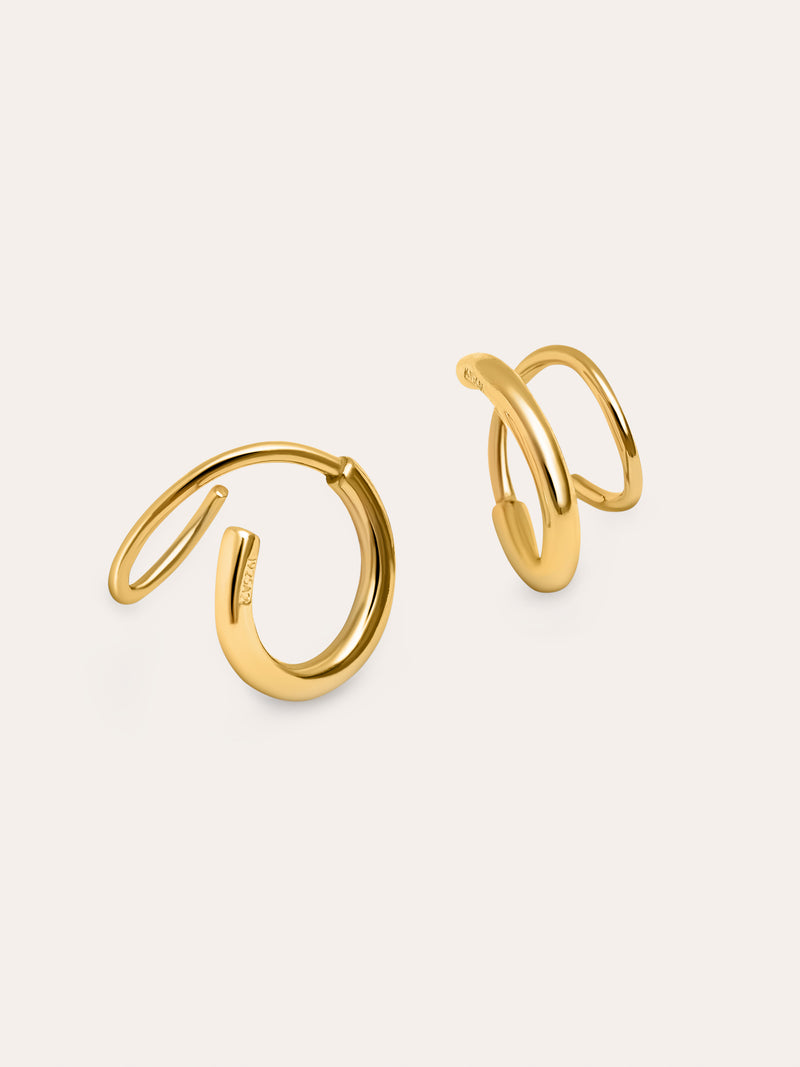 Brincos Gota Spiral Prata Banho de Ouro