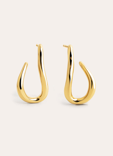 Organic Hook Gold Earrings