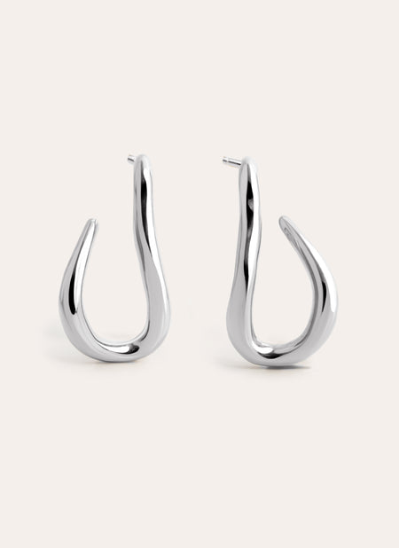 Organic Hook Stainless Steel Hoop Earrings