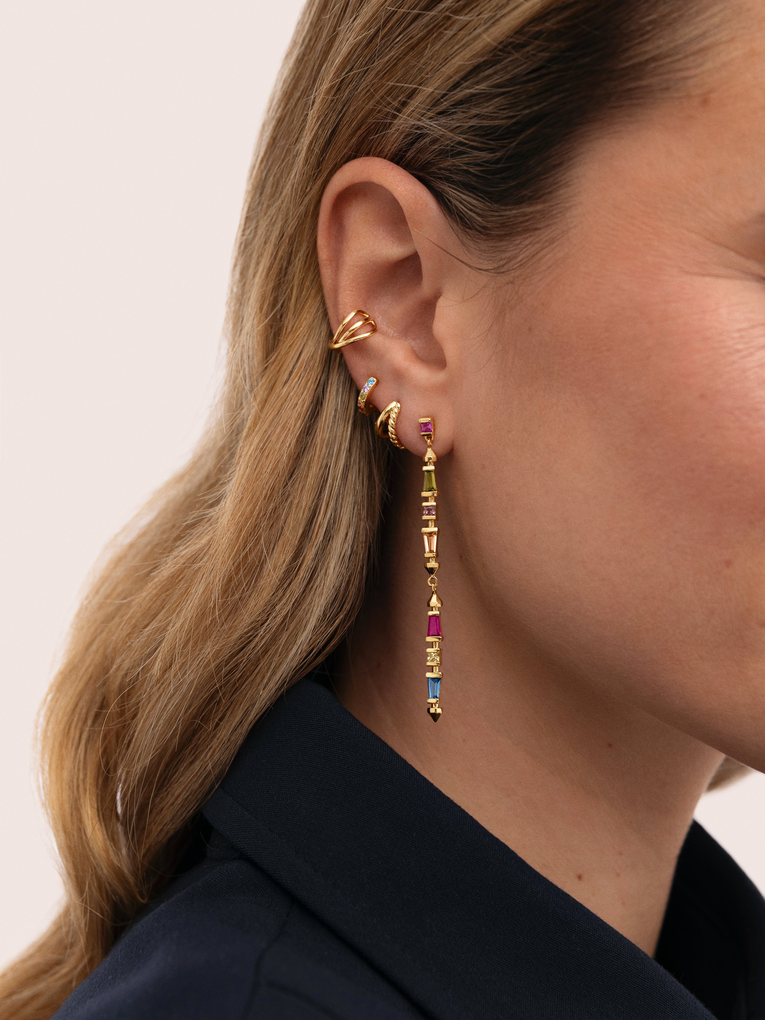 Pendientes Long Iris Colors Baño Oro