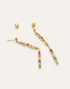 Long Iris Colors Gold Earrings