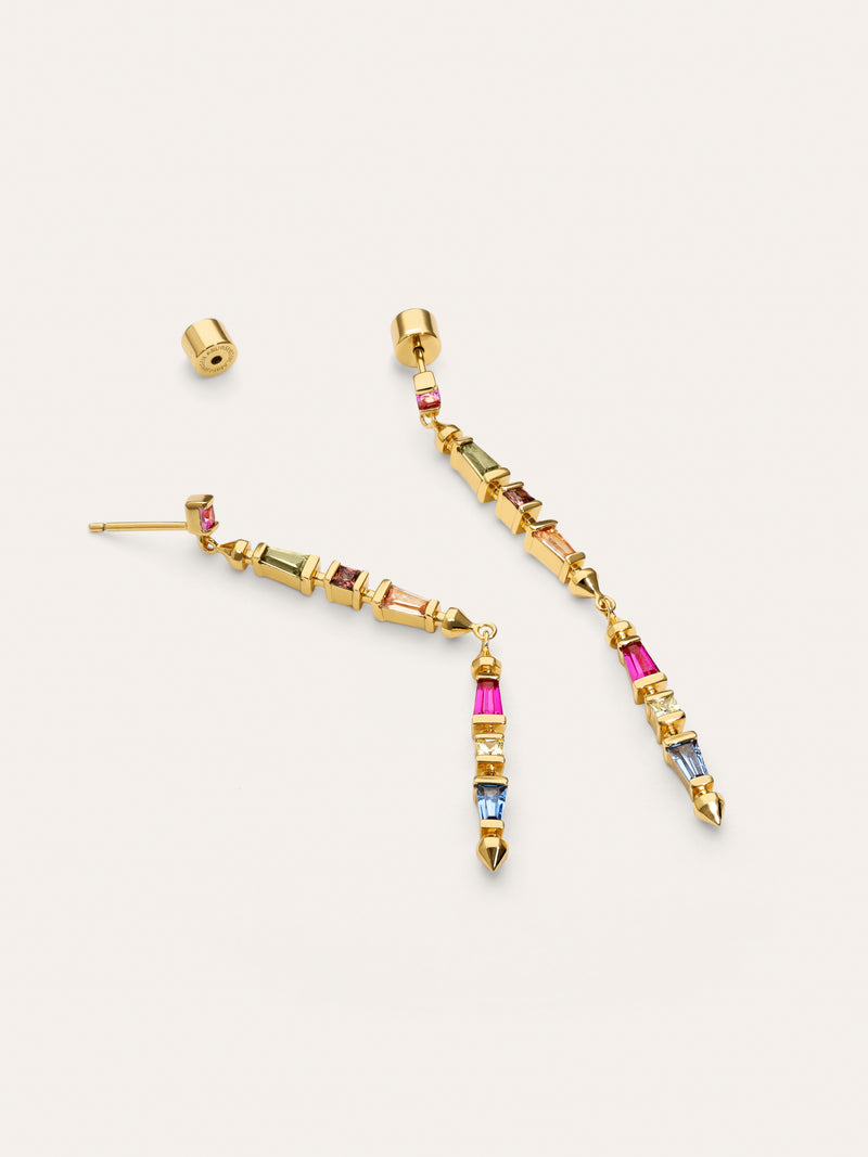 Pendientes Long Iris Colors Baño Oro