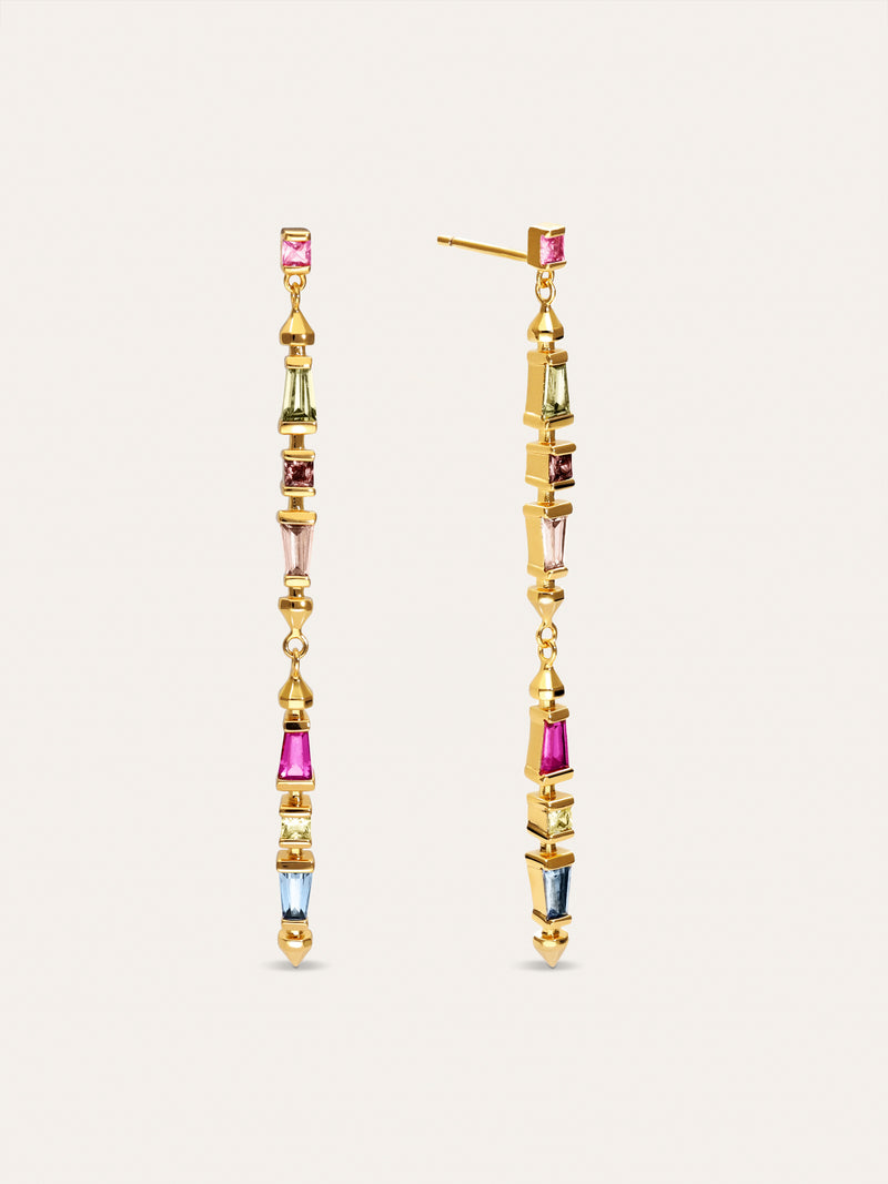 Pendientes Long Iris Colors Baño Oro