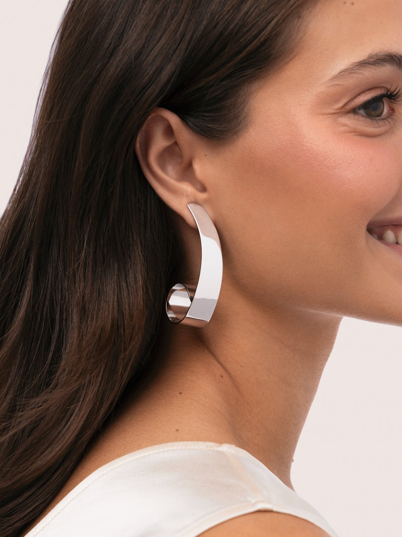 Pendientes Long Caracola Acero