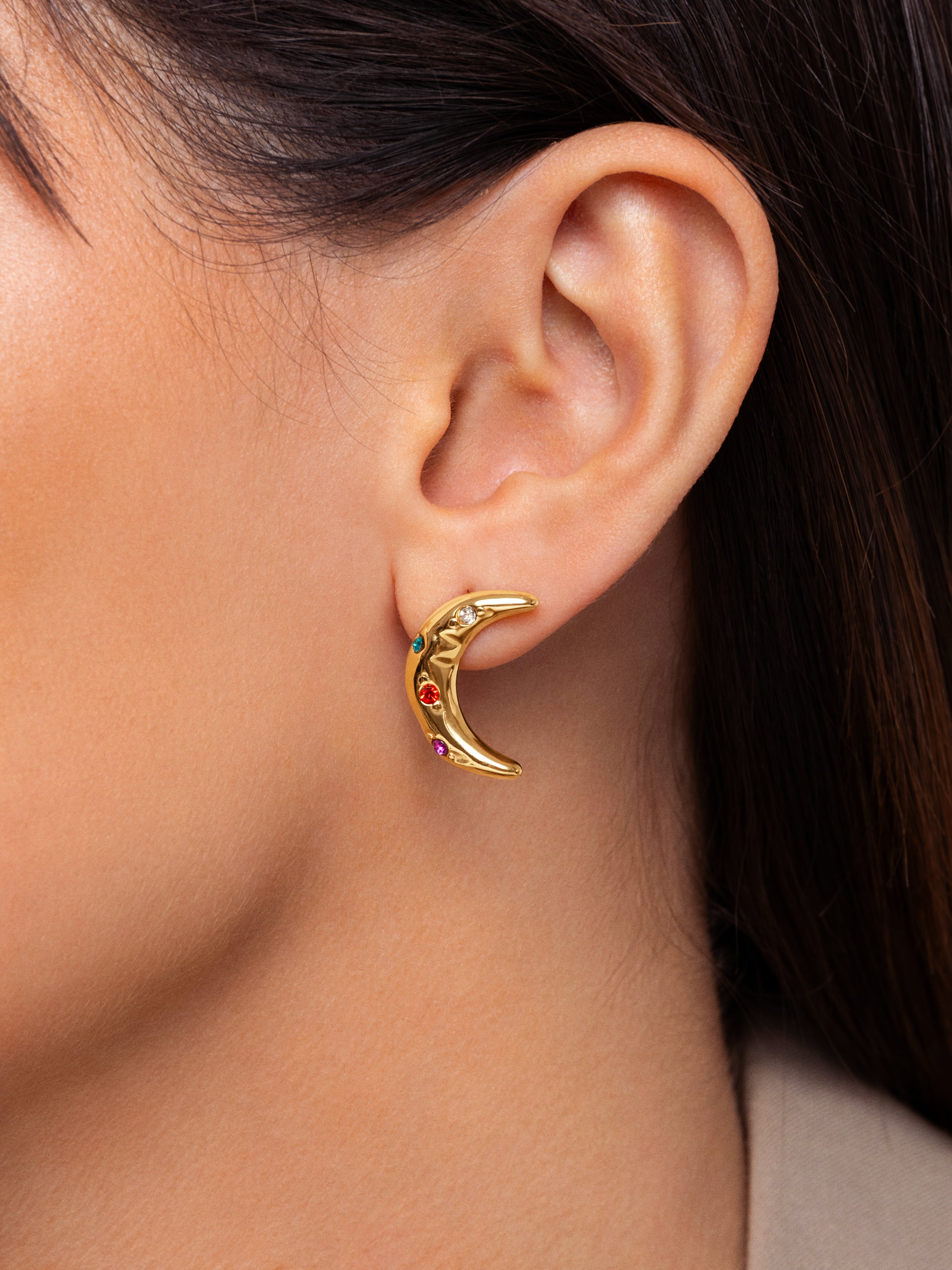 Luna Stainless Steel Gold Earrings