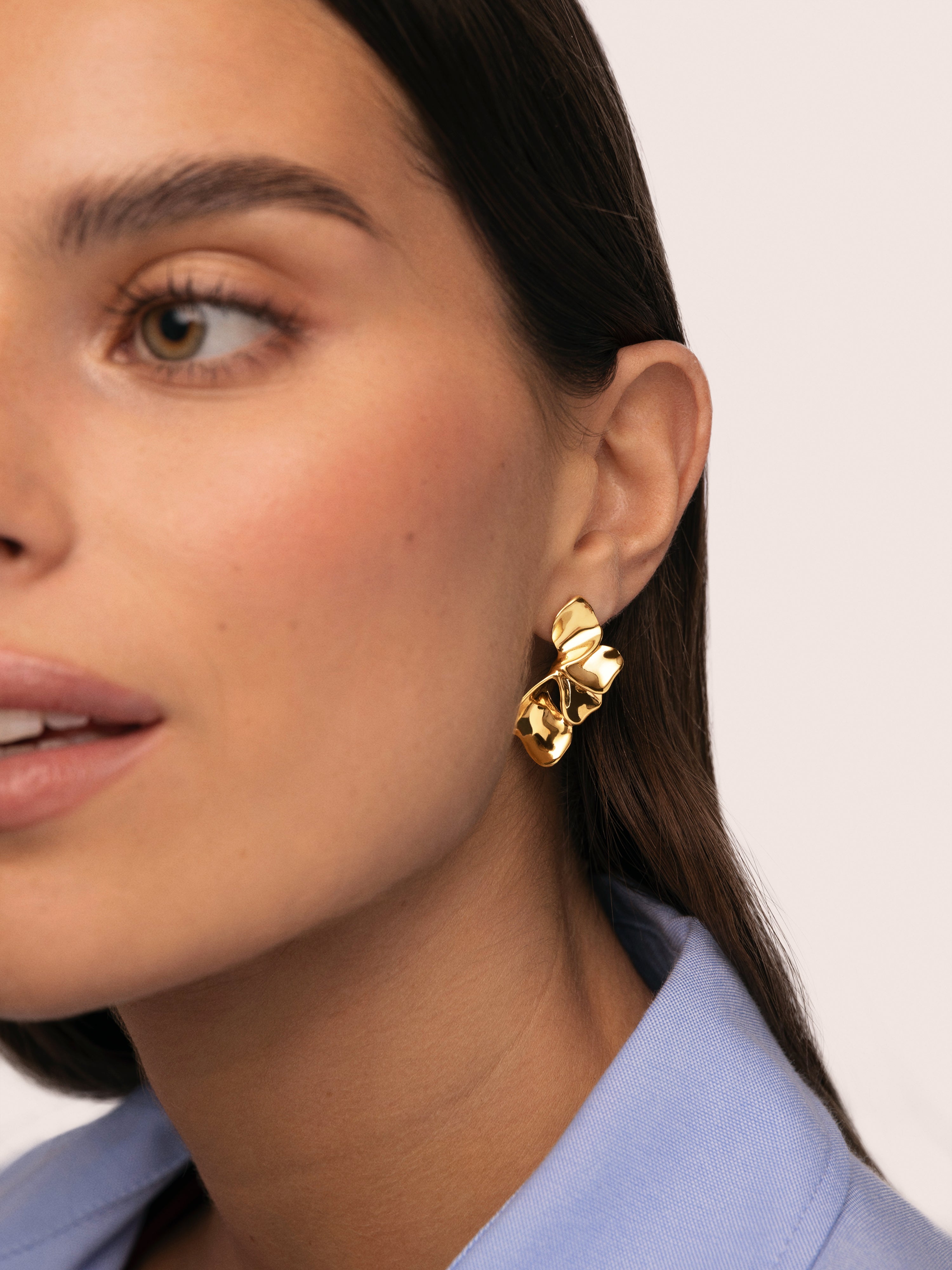 Pendientes Petal Acero Baño Oro