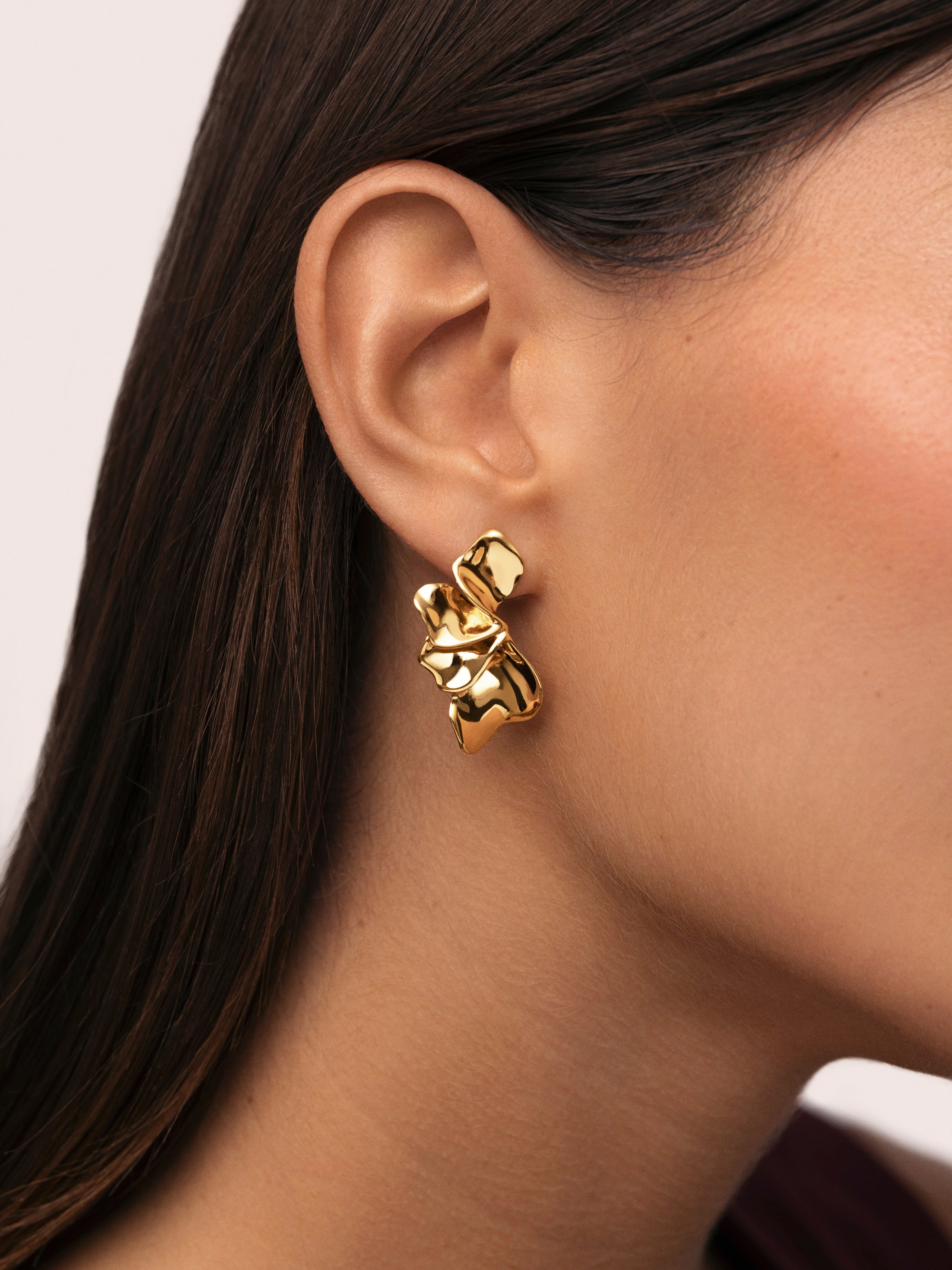 Pendientes Petal Acero Baño Oro