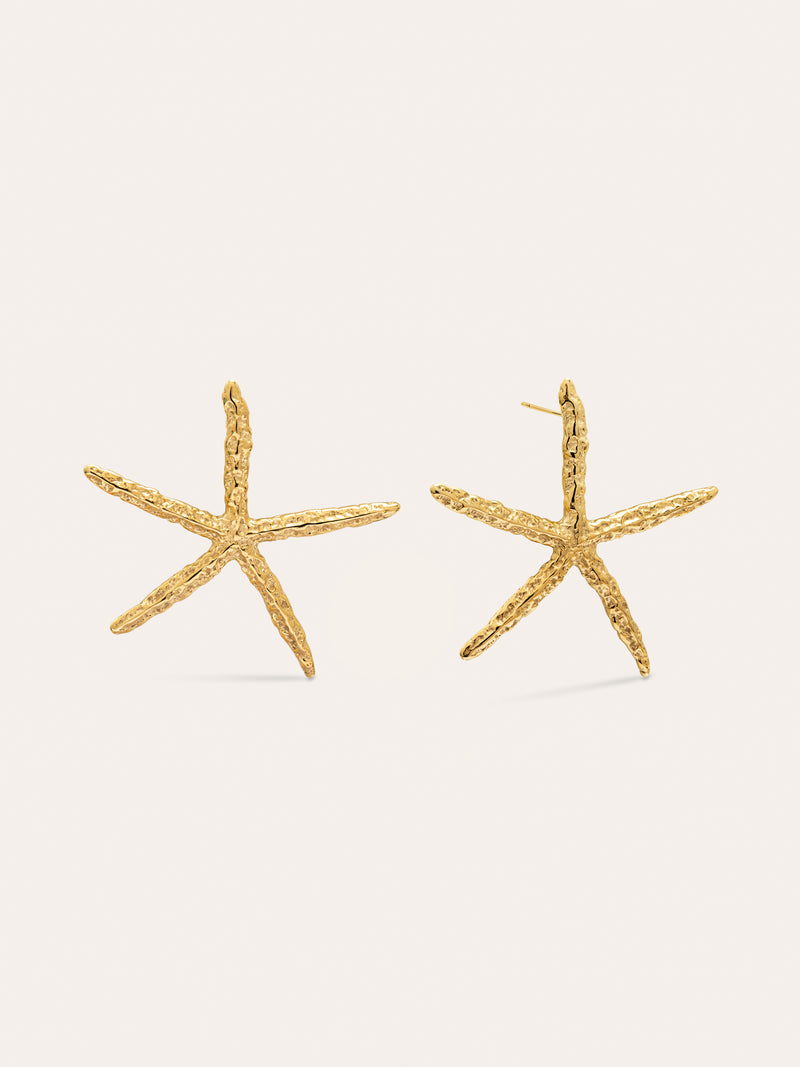 Pendientes Maxi Starfish Acero Baño Oro