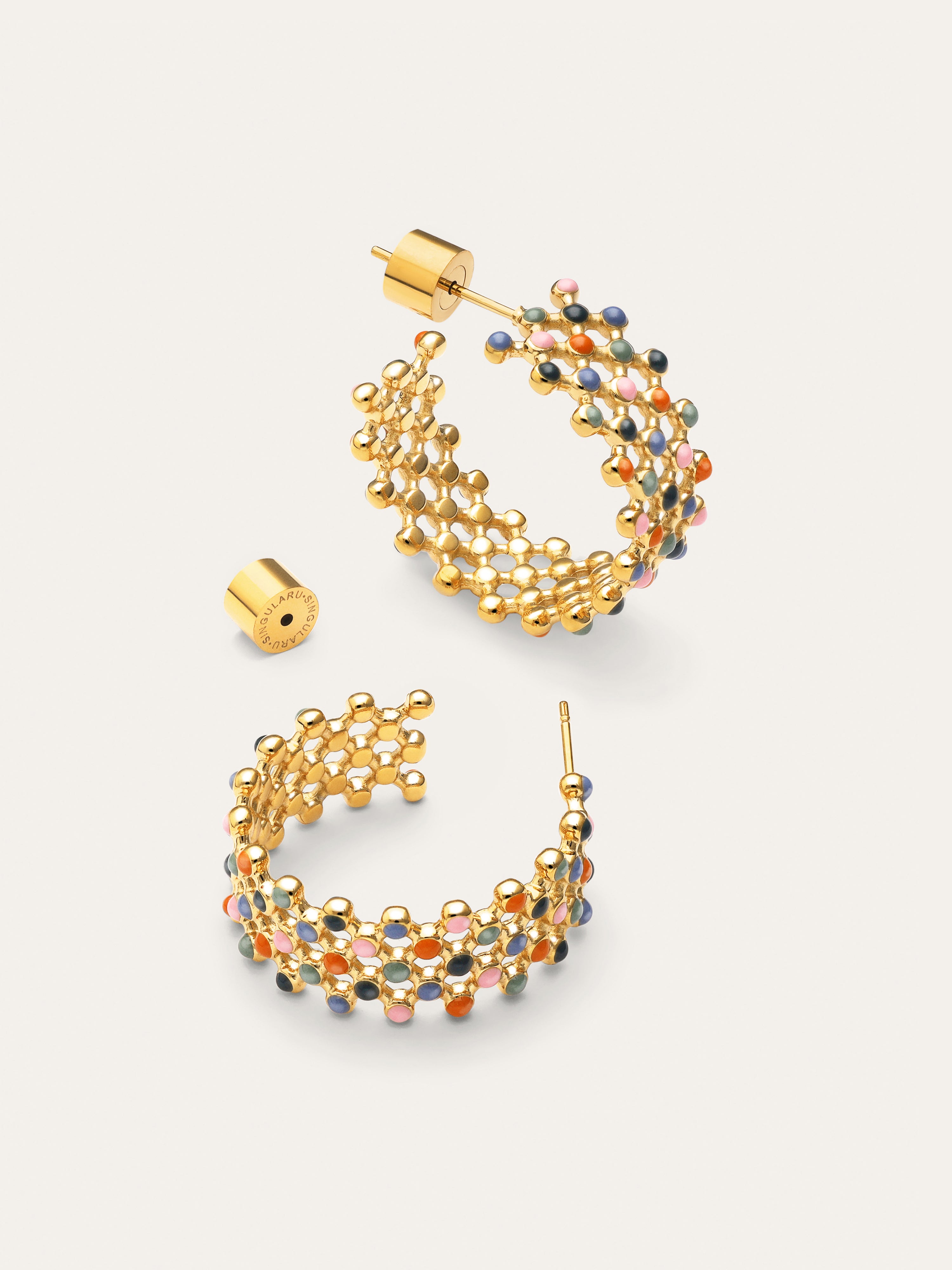 Pendientes Mini Bomb Enamel Acero Baño Oro