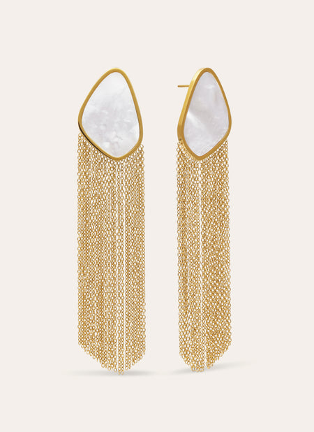 Boucles d'oreilles Nacre Cascade Acier Plaqué Or