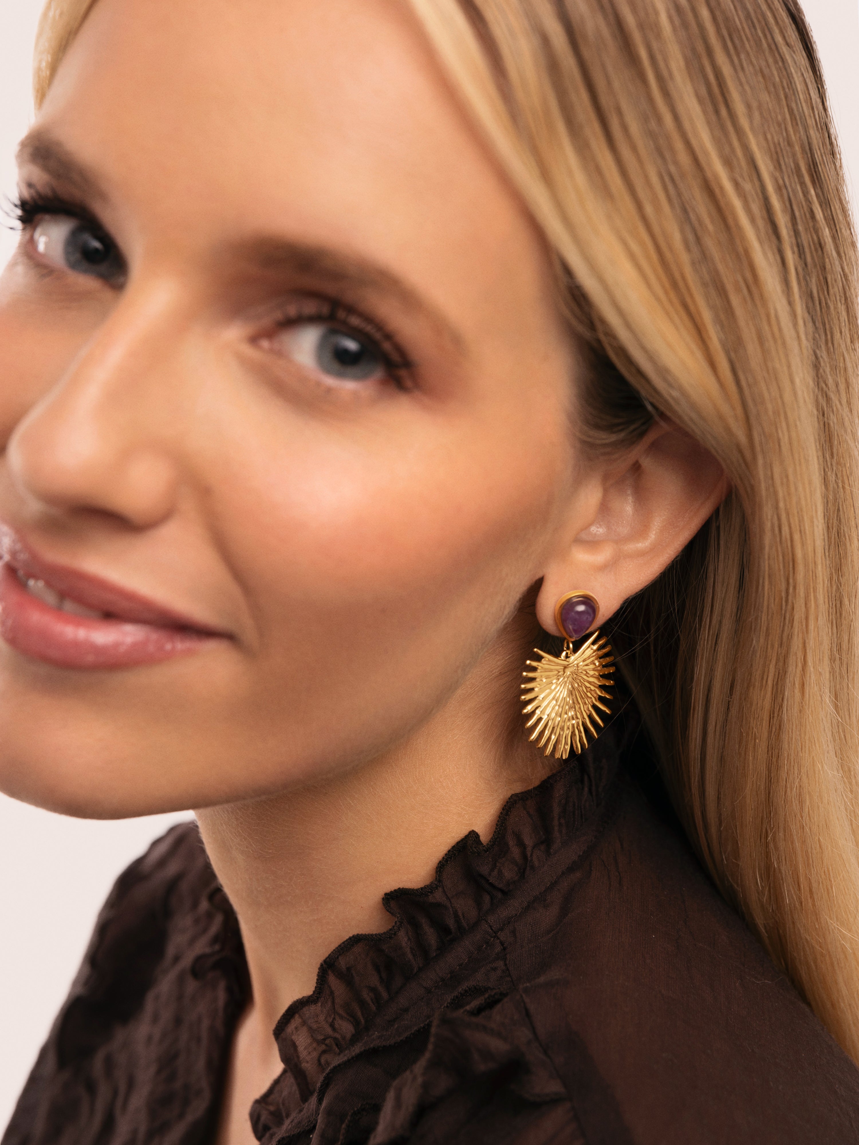 Pendientes Purple Catalina Acero Baño Oro