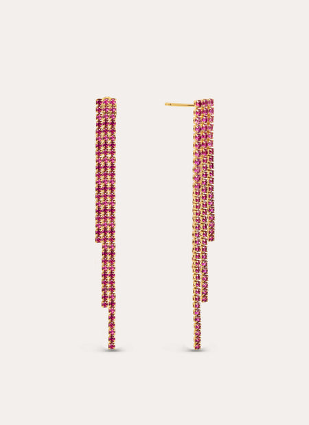 Riviere Triple Pink Gold Earrings