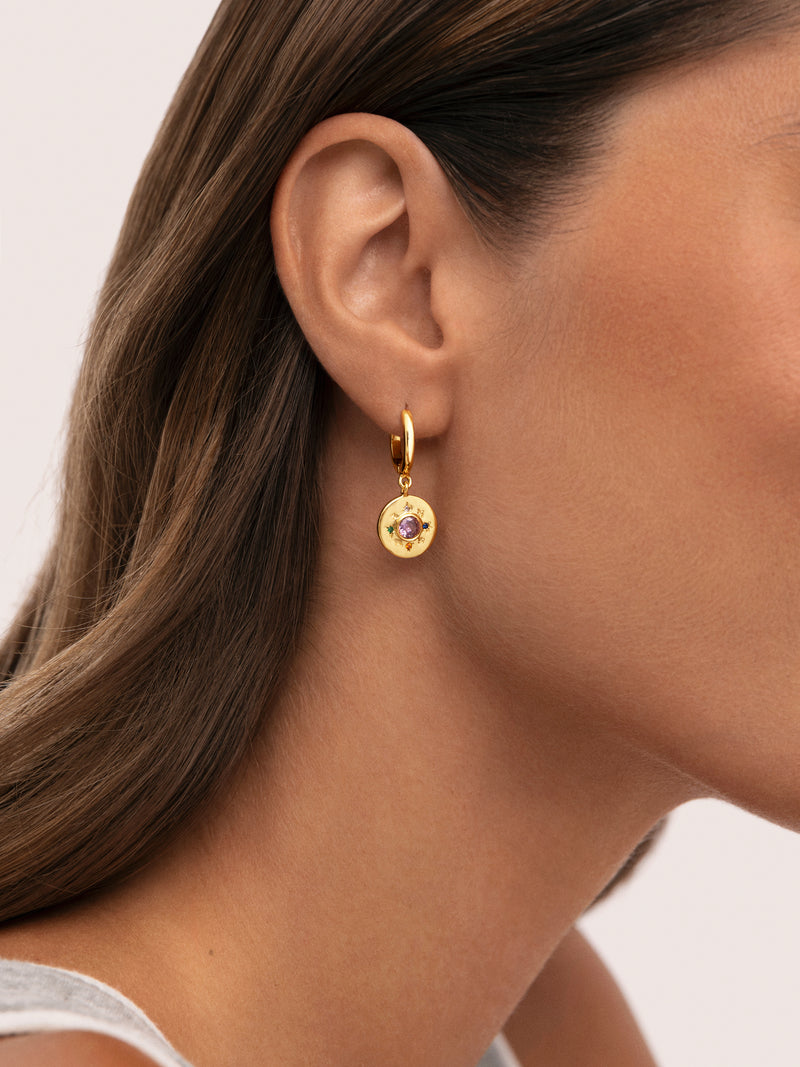 Pendientes Rosetón Baño Oro