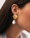 Pendientes Shelly Perla Acero Baño Oro
