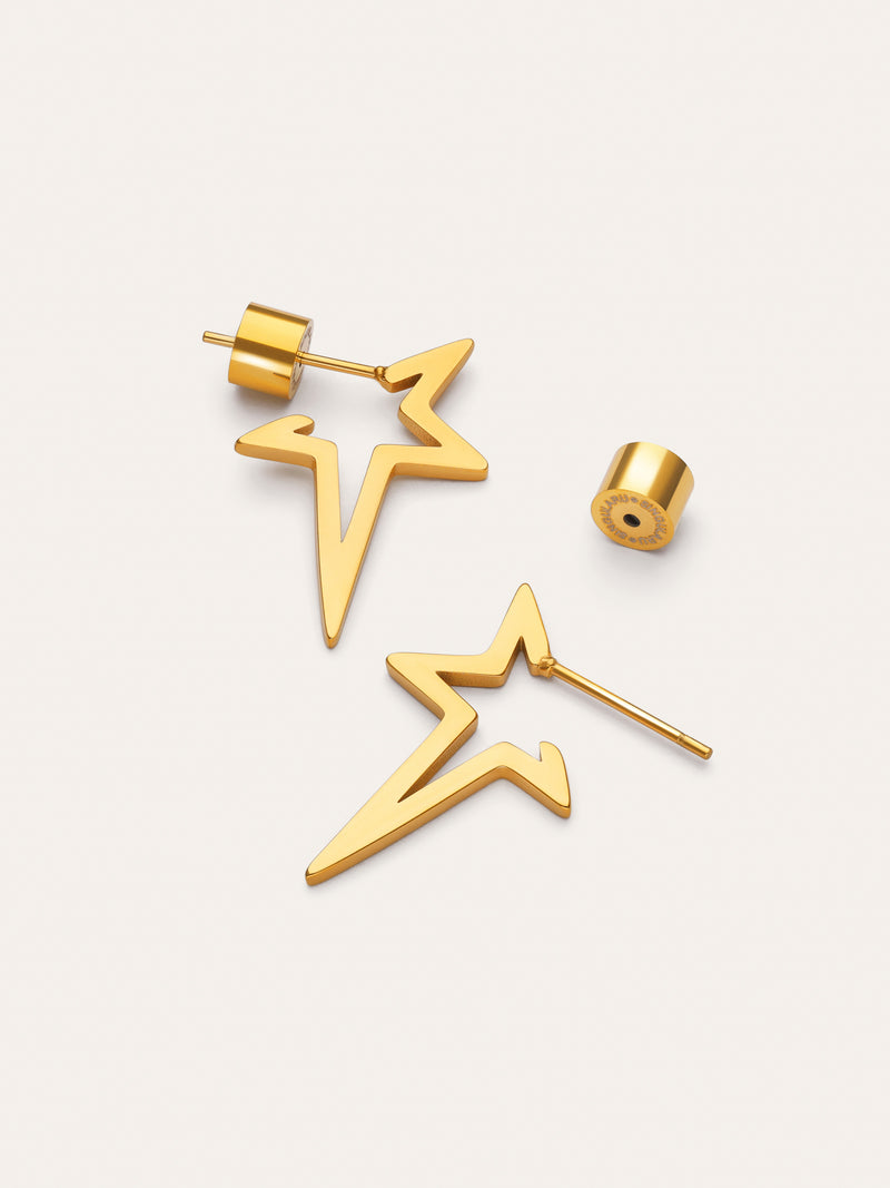 Boucles d'oreilles Star Punk Acier Plaqué Or