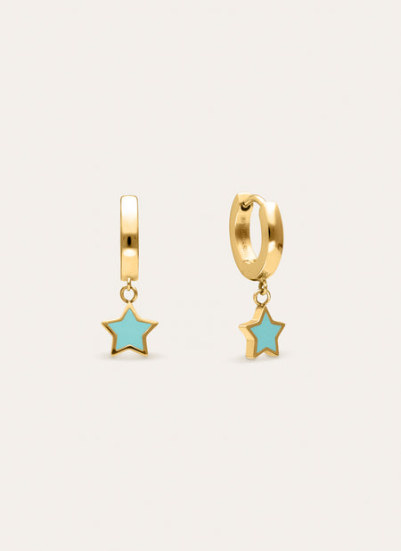 Pendientes Aro Star Sky Acero Baño Oro