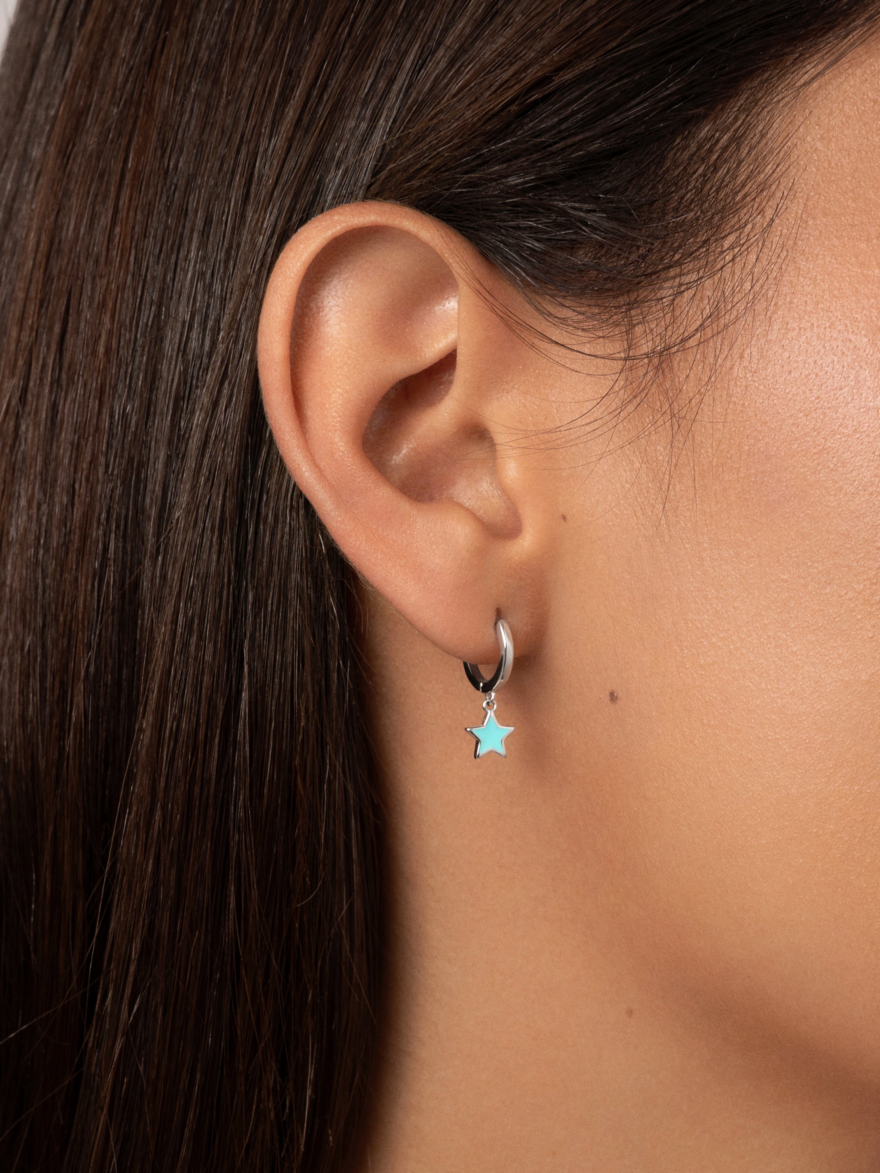 Orecchini a Cerchio Star Sky Enamel Acciaio