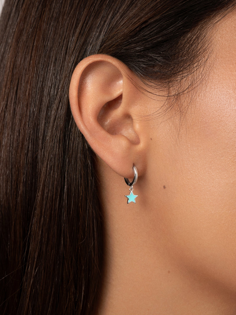 Orecchini a Cerchio Star Sky Enamel Acciaio