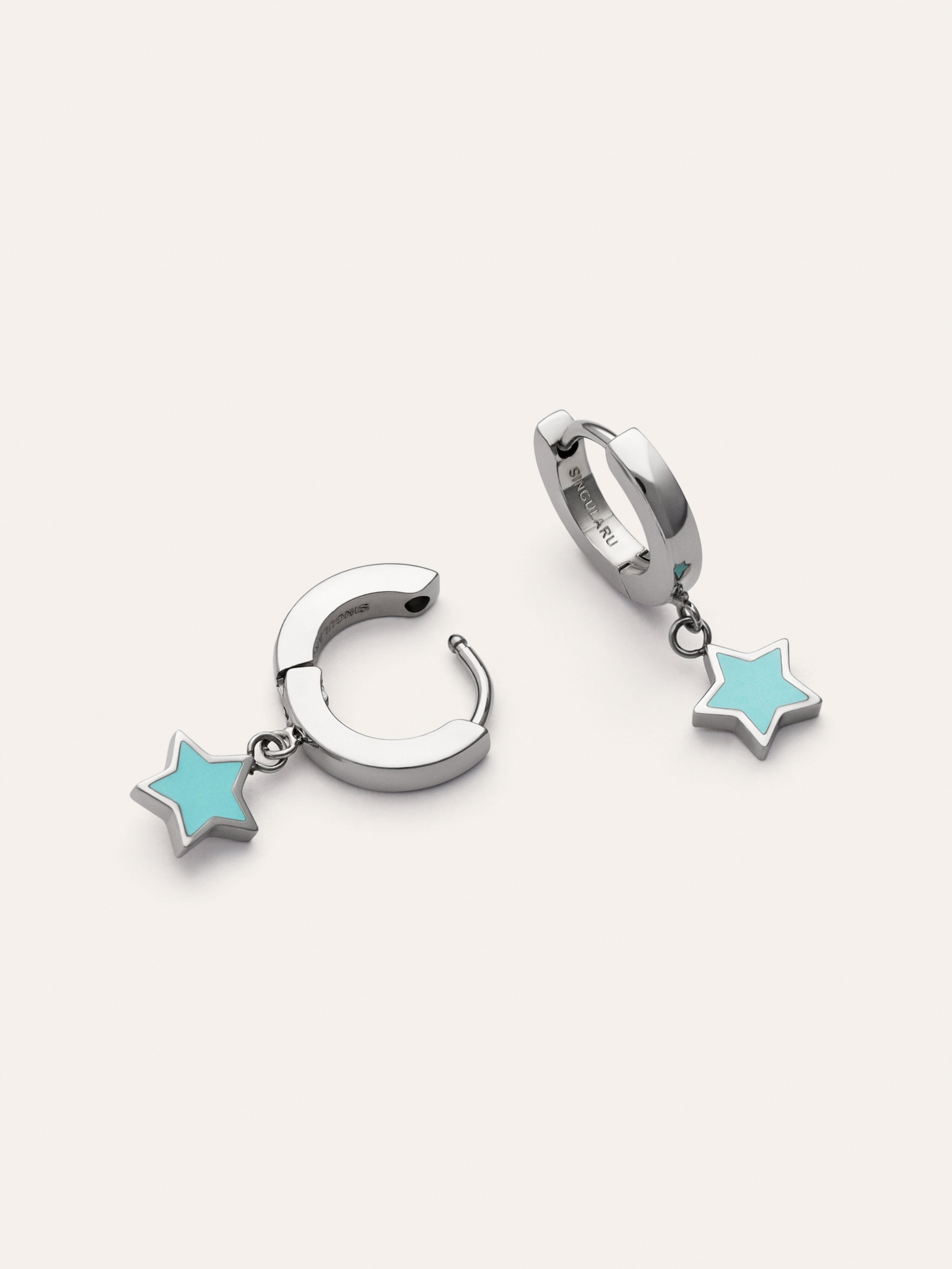 Orecchini a Cerchio Star Sky Enamel Acciaio