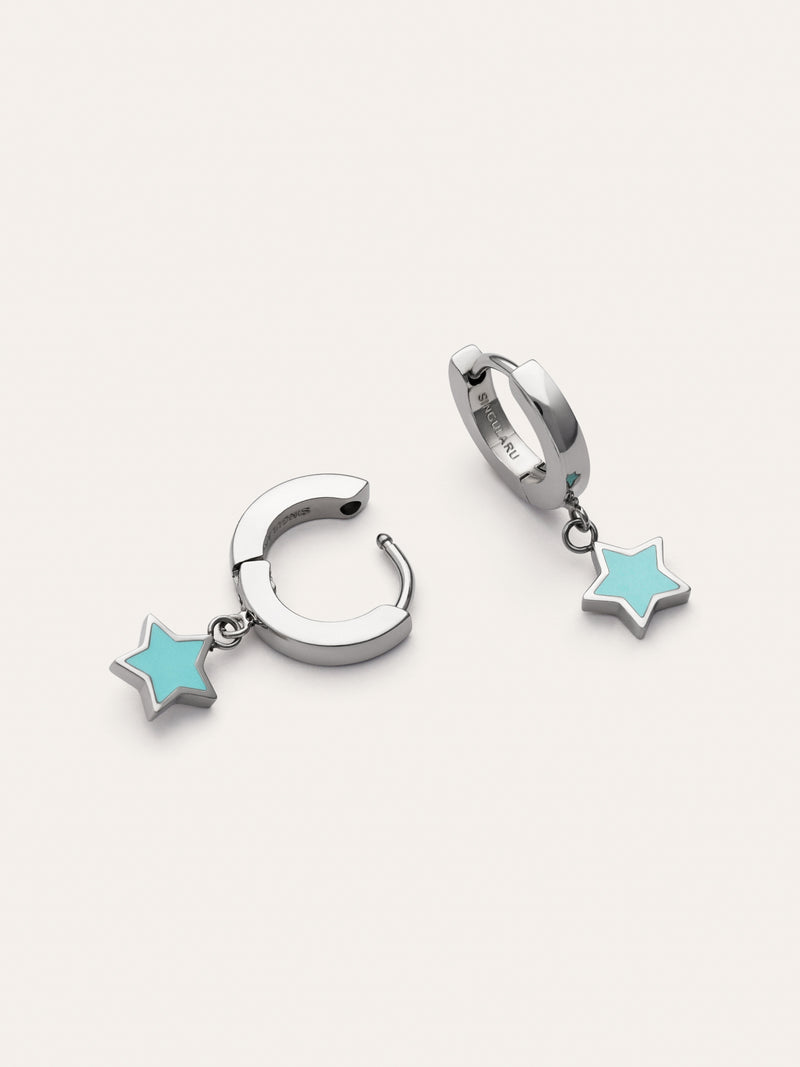 Orecchini a Cerchio Star Sky Enamel Acciaio