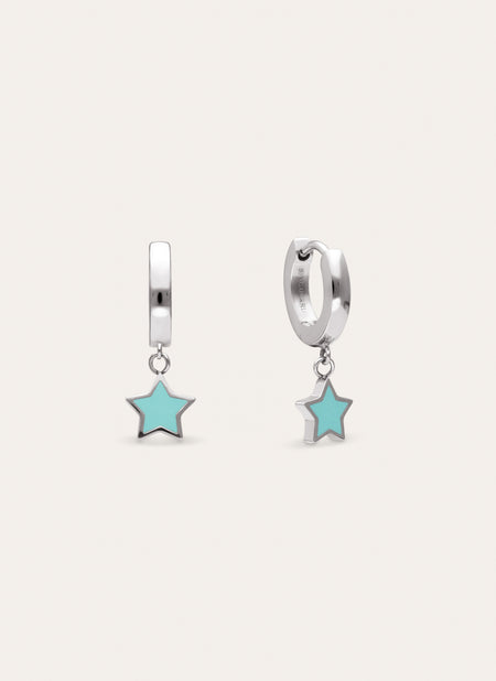 Orecchini a Cerchio Star Sky Enamel Acciaio