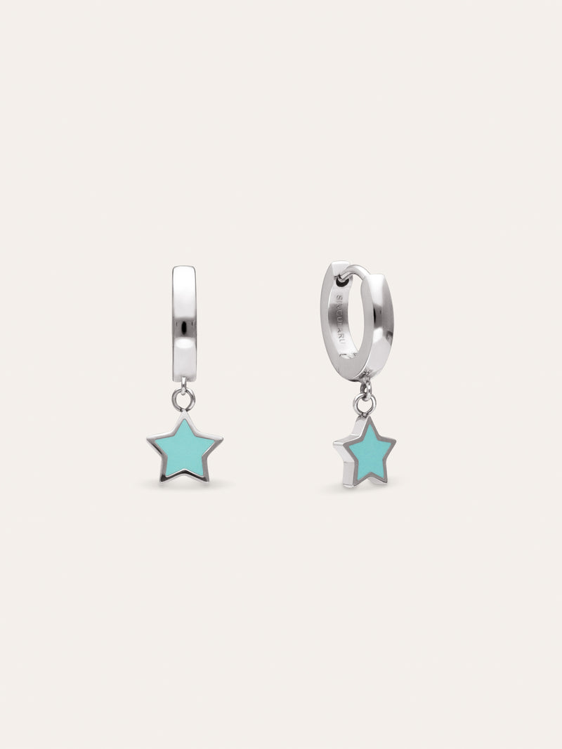 Orecchini a Cerchio Star Sky Enamel Acciaio