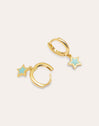 Pendientes Aro Star Sky Enamel Plata Baño Oro