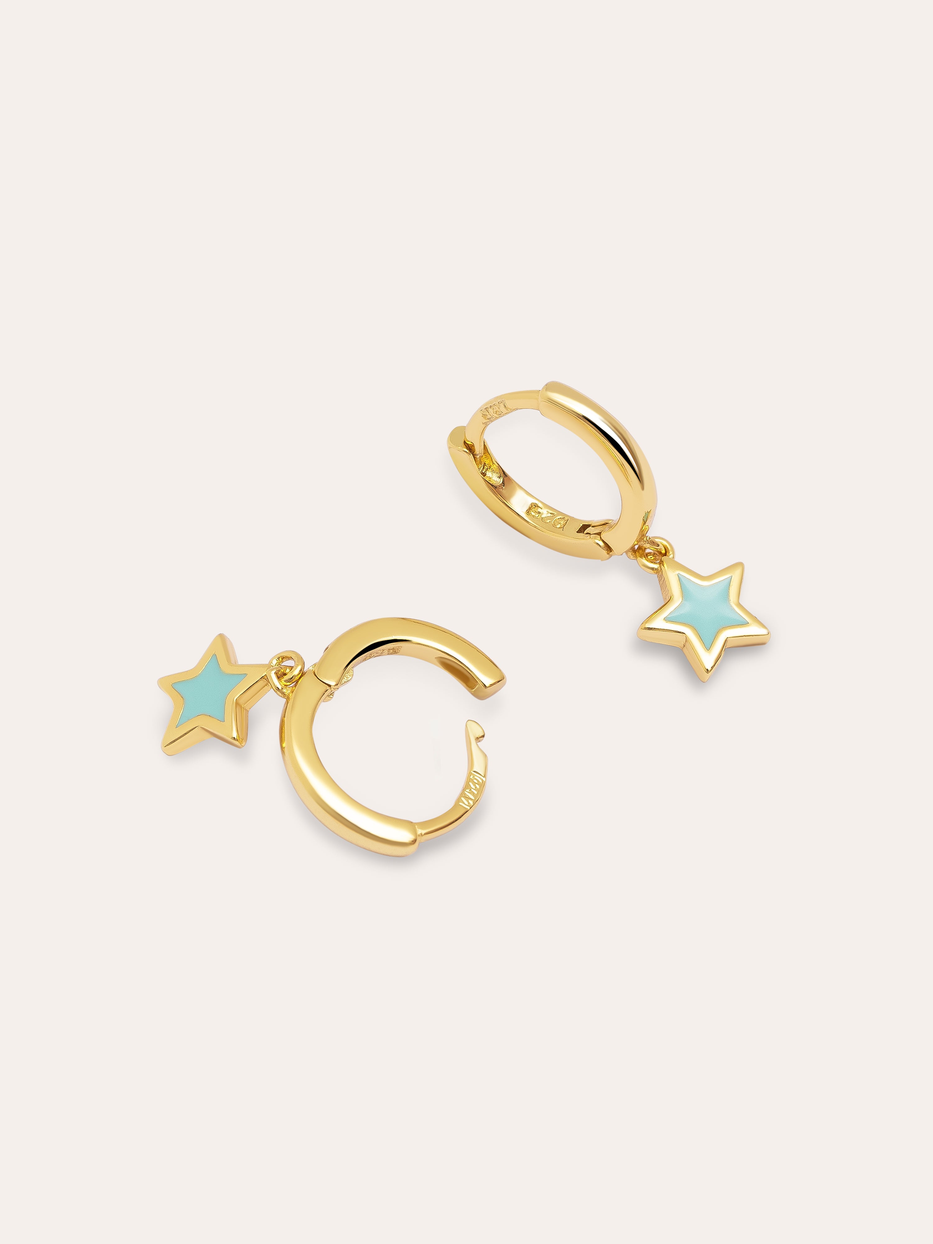 Pendientes Aro Star Sky Enamel Plata Baño Oro