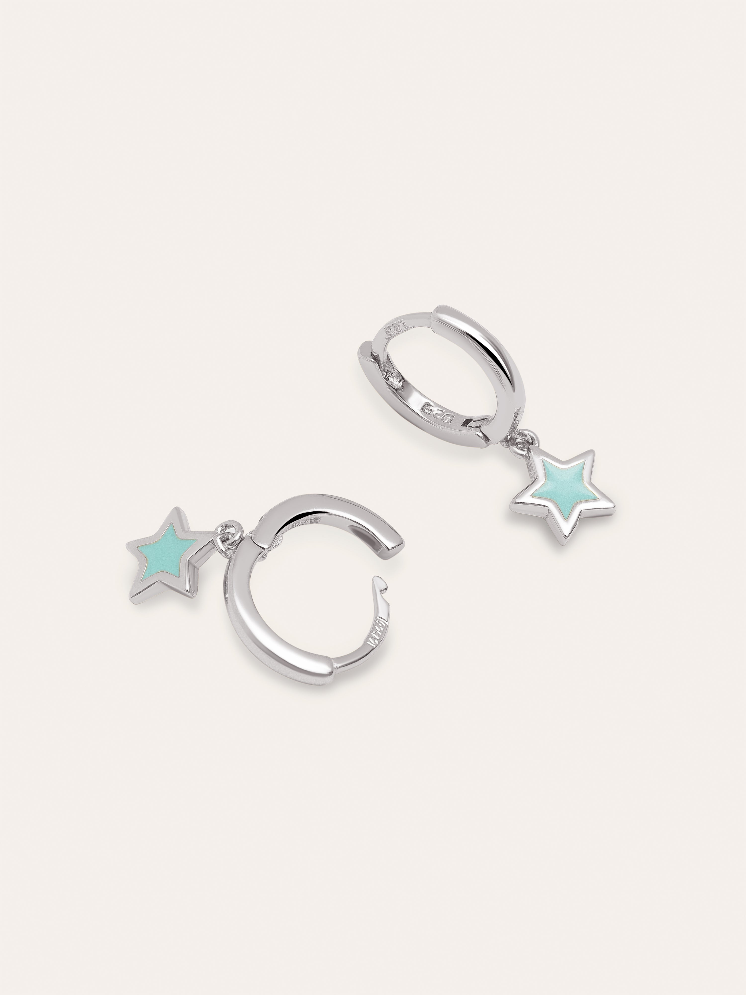 Pendientes Aro Star Sky Enamel Plata