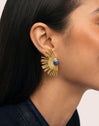 Pendientes Sunbeam Azul Acero Baño Oro