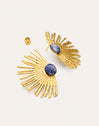 Pendientes Sunbeam Azul Acero Baño Oro