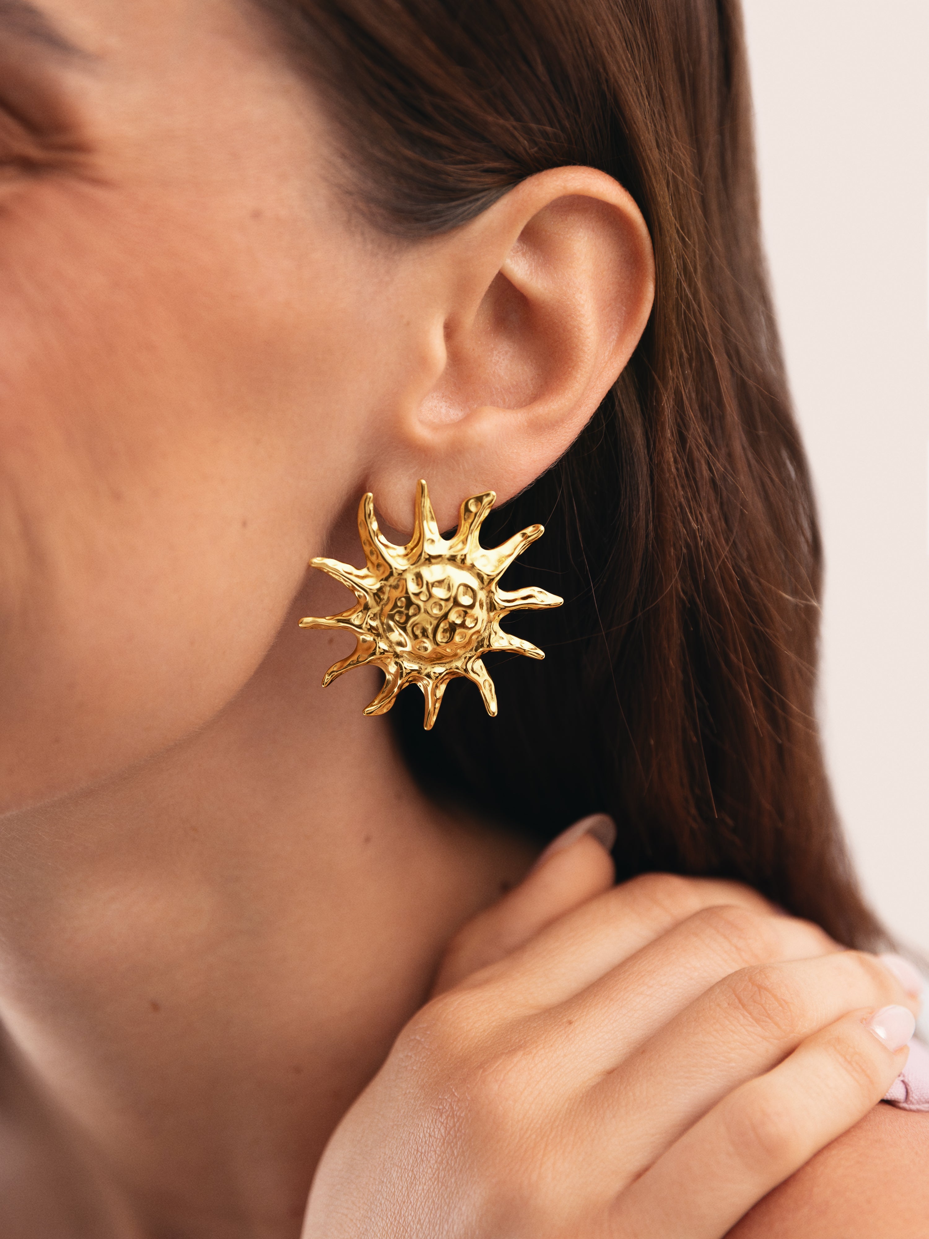 Pendientes Sun Light Acero Baño Oro