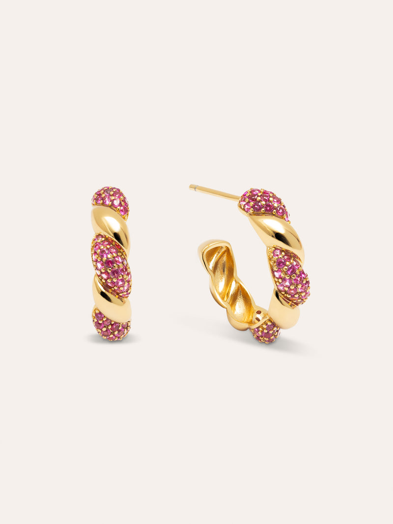 Orecchini a Cerchio Twist Spark Placcato Oro