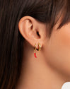 Orecchino Singolo a Cerchio Chili Enamel Acciaio Placcato Oro