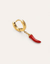Orecchino Singolo a Cerchio Chili Enamel Acciaio Placcato Oro