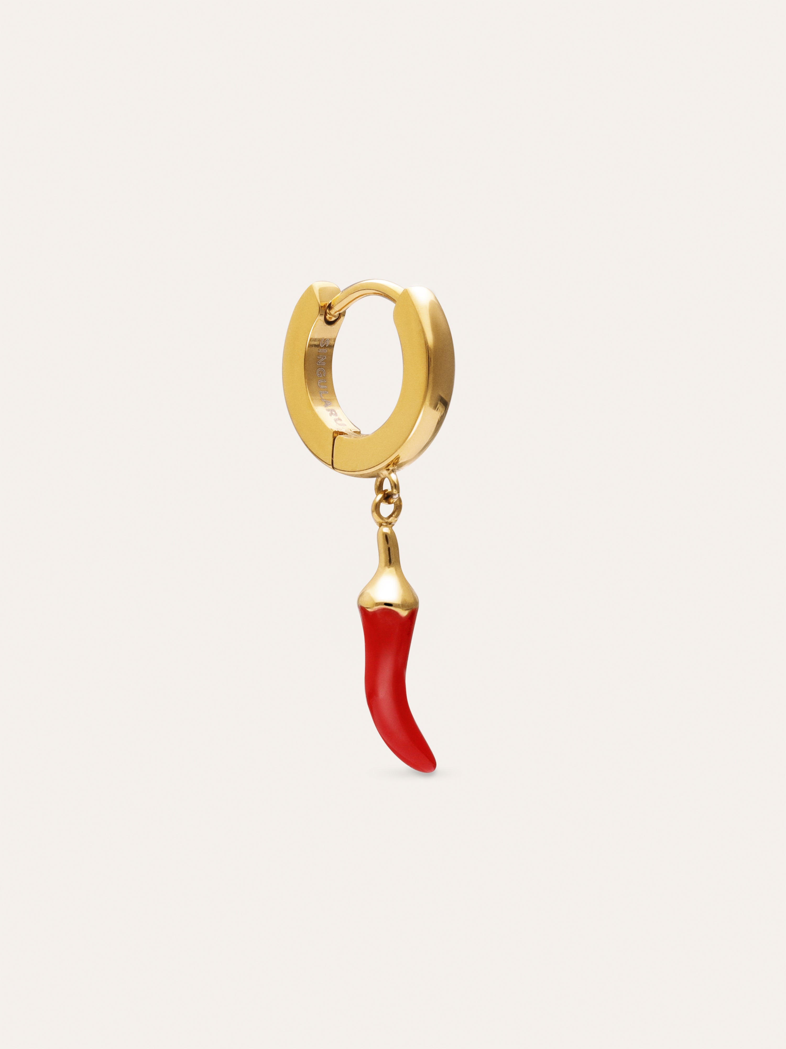 Orecchino Singolo a Cerchio Chili Enamel Acciaio Placcato Oro
