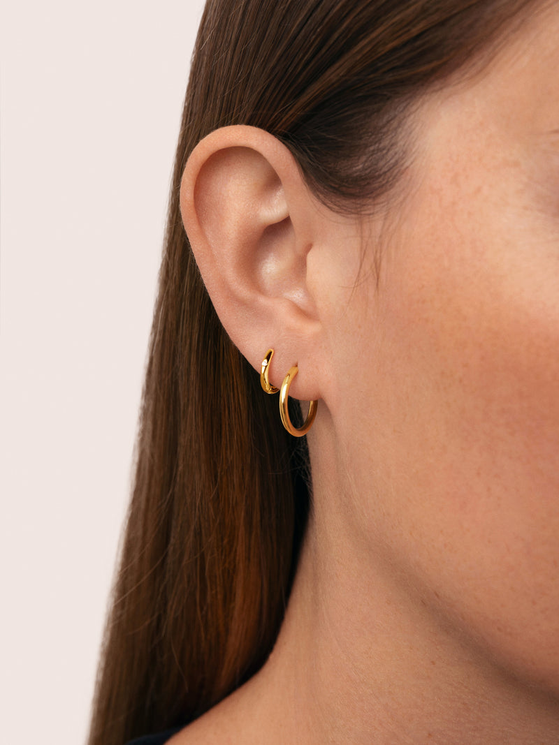 Boucle d'oreille simple anneau Klein Spark M plaqué or