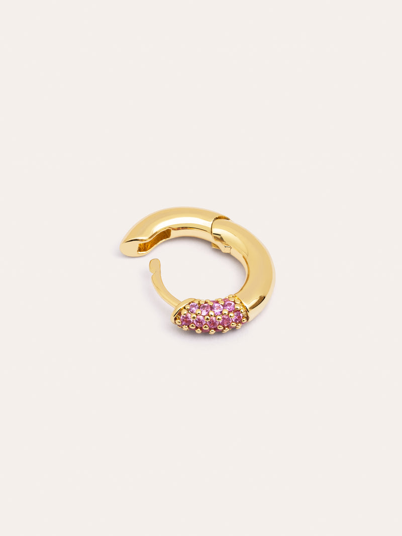 Brinco de Argola Individual Alma Pink Banho de Ouro