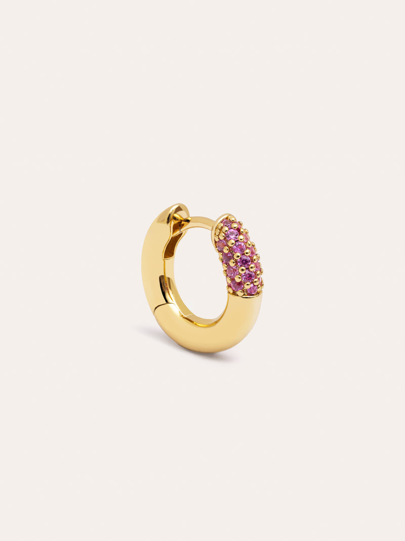 Brinco de Argola Individual Alma Pink Banho de Ouro