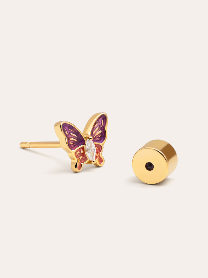 Brinco Individual Butterfly Rose Banho de Ouro