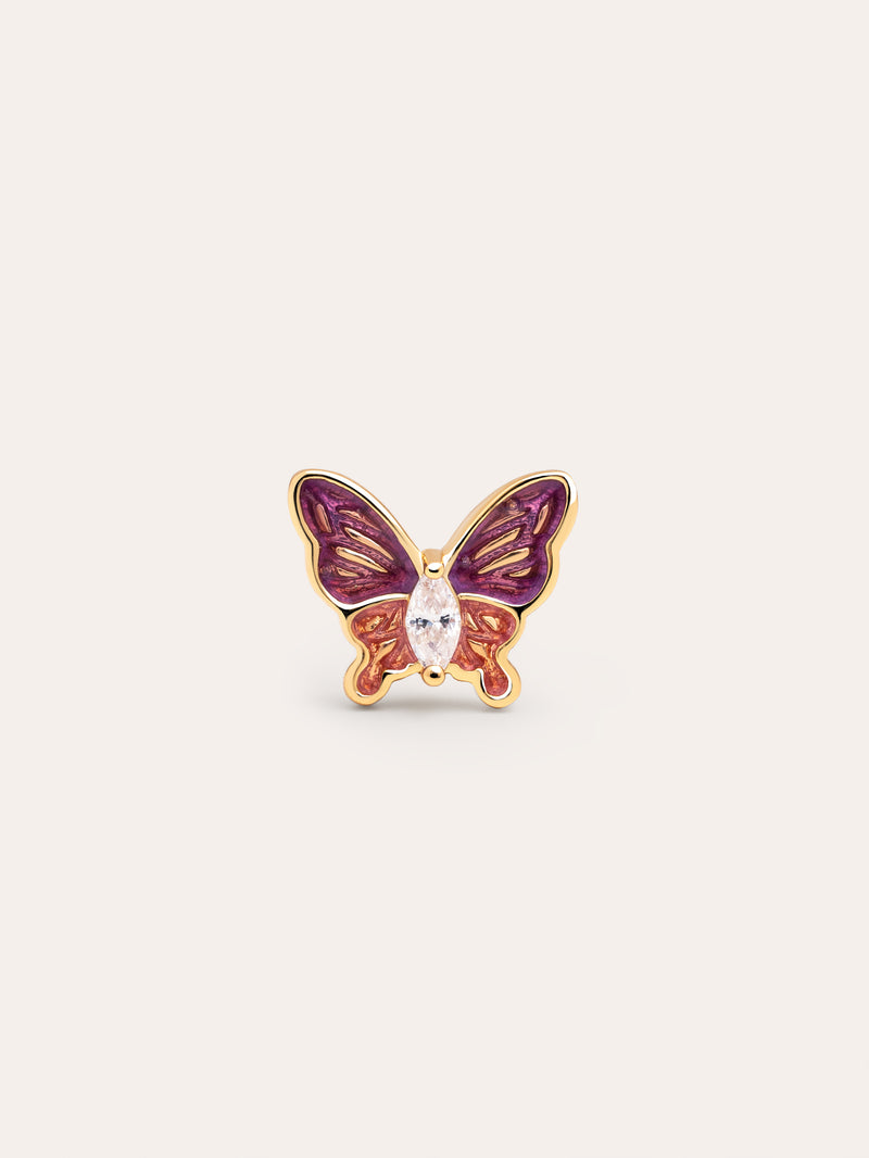 Brinco Individual Butterfly Rose Banho de Ouro