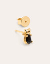Imagen detalle de Pendiente Suelto Cat Black Baño Oro