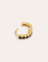 Boucle d'oreille seule Créole Cléo M Noir Plaqué Or