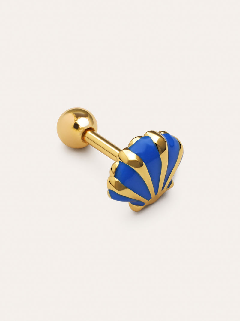 Pendiente Suelto Concha Enamel Plata Baño Oro