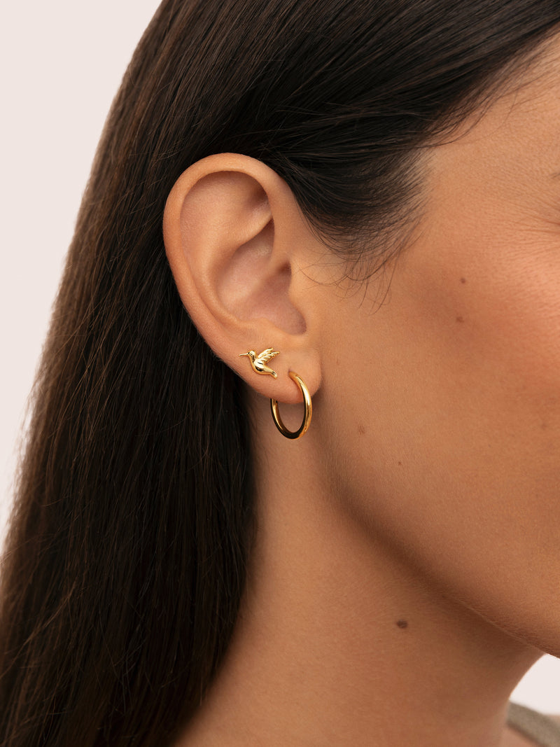 Brinco Individual Beija-flor Banho de Ouro