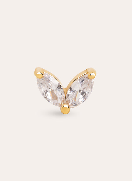 Pendiente Suelto Double Marquise Plata Baño Oro