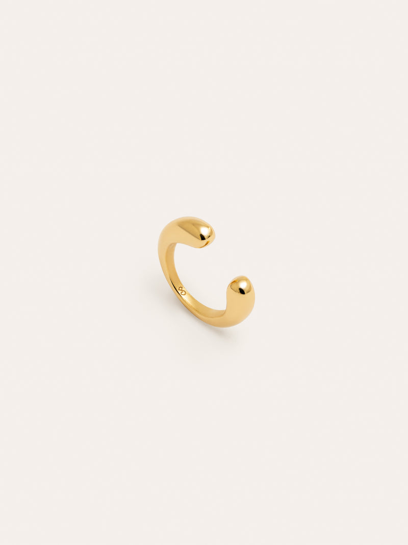 Brinco Individual Ear Cuff Gota Prata Banho de Ouro